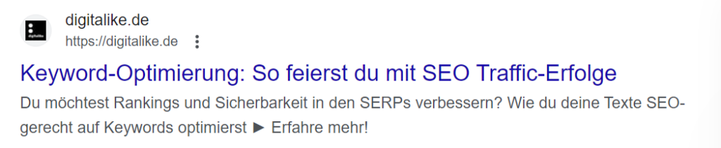 Screenshot der Meta-Daten des Blogbeitrags zur Keyword-Optimierung