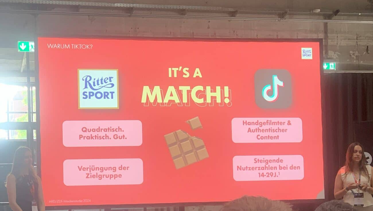 Zusammenfassende Vortragsfolie, warum TikTok und Ritter Sport zusammenfassen